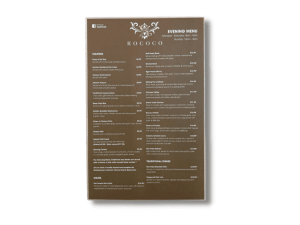 Encapsulated Restaurant Menus